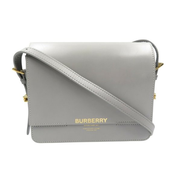 Burberry Leather Grey Shoulder Bag 0374 BURBERRY - Picture 1 of 10